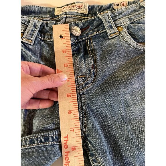 Vintage Y2K Mek Denim cut-off denim long shorts sz 31 stitching distressed - Picture 9 of 12